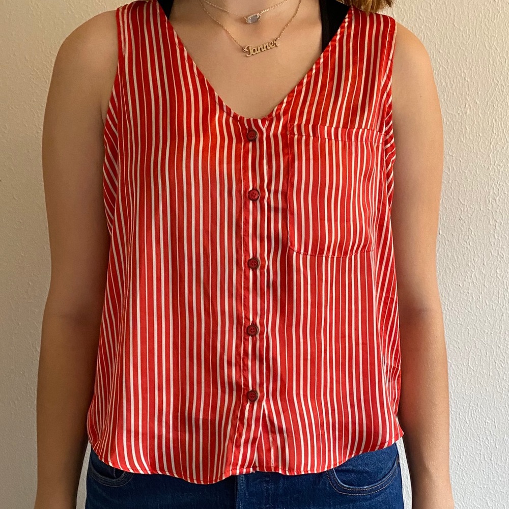 Red and white striped crop top
